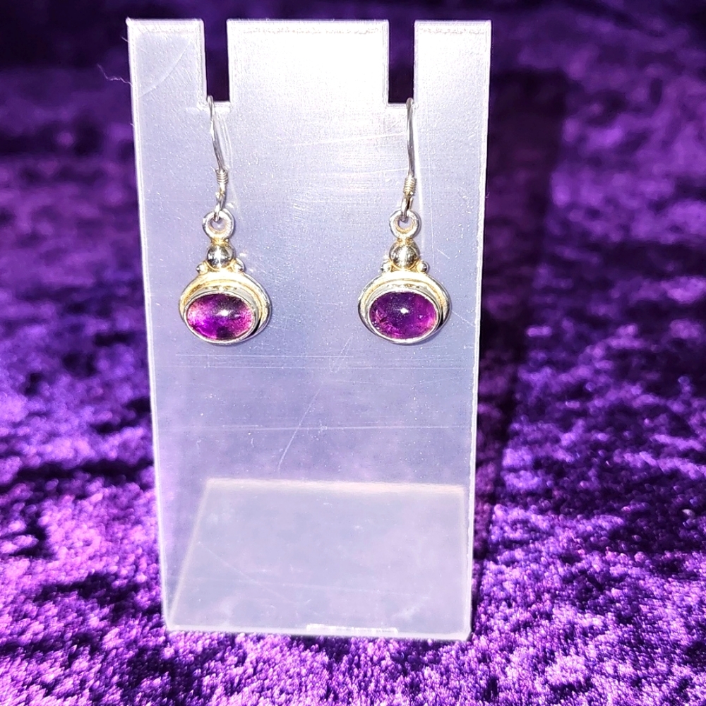 Amethyst and 925 Silver Earrings